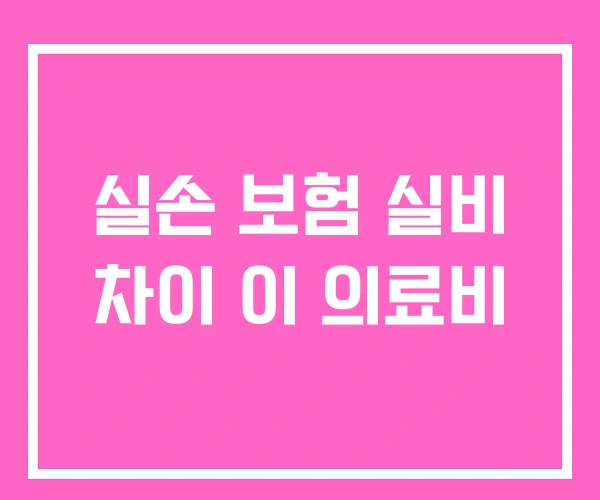 실손 보험 실비 차이 이 의료비