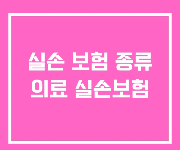 실손 보험 종류 의료 실손보험