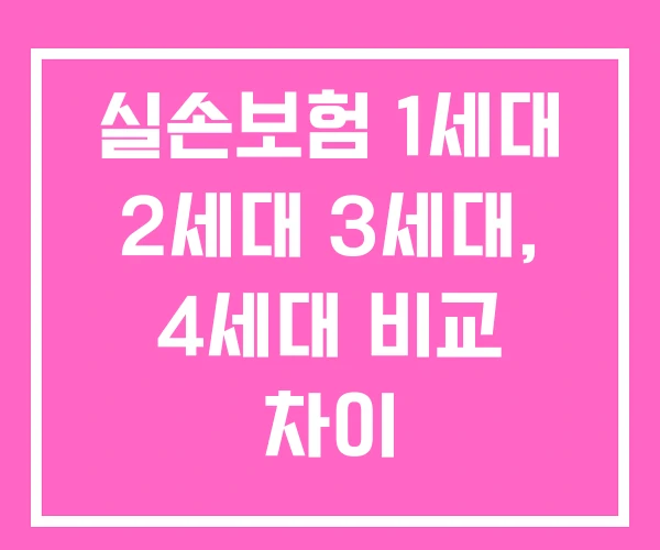 실손보험 1세대 2세대 3세대, 4세대 비교 차이