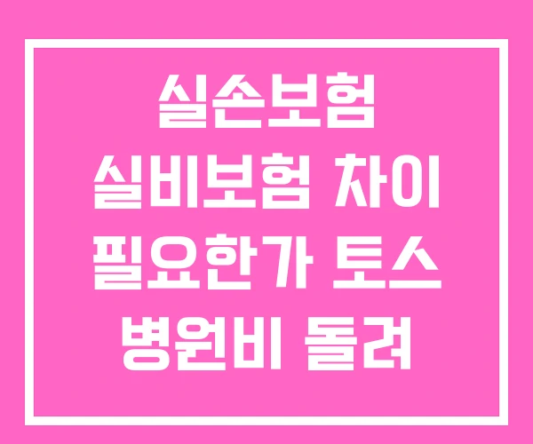 실손보험 실비보험 차이 필요한가 토스 병원비 돌려 받기 수수료