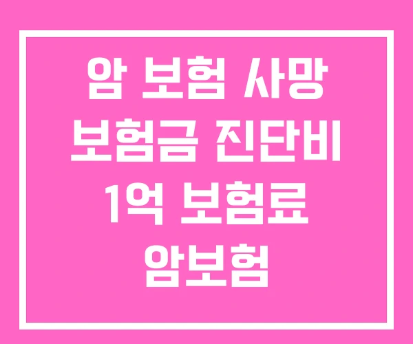 암 보험 사망 보험금 진단비 1억 보험료 암보험