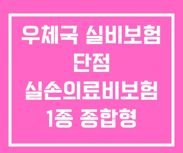우체국 실비보험 단점 실손의료비보험 1종 종합형