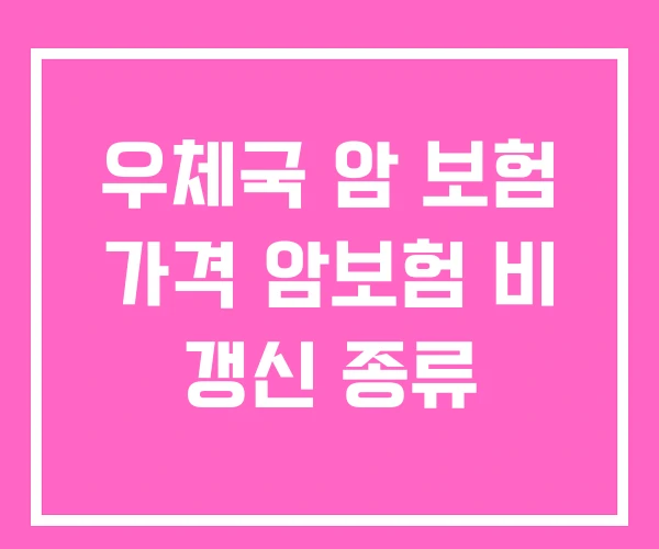 우체국 암 보험 가격 암보험 비 갱신 종류