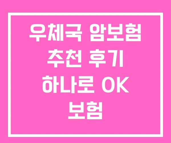 우체국 암보험 추천 후기 하나로 OK 보험
