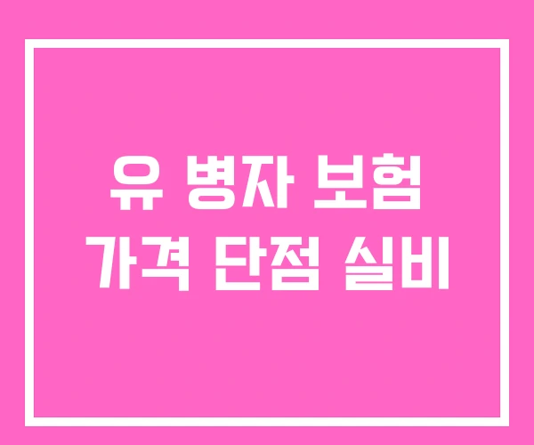 유 병자 보험 가격 단점 실비