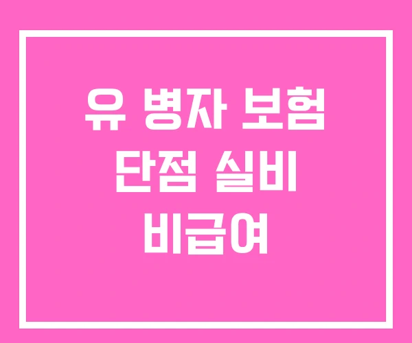 유 병자 보험 단점 실비 비급여