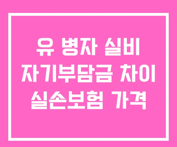 유 병자 실비 자기부담금 차이 실손보험 가격