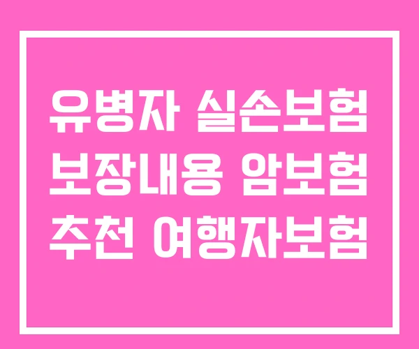 유병자 실손보험 보장내용 암보험 추천 여행자보험