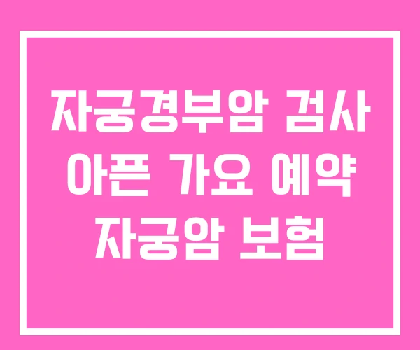 자궁경부암 검사 아픈 가요 예약 자궁암 보험