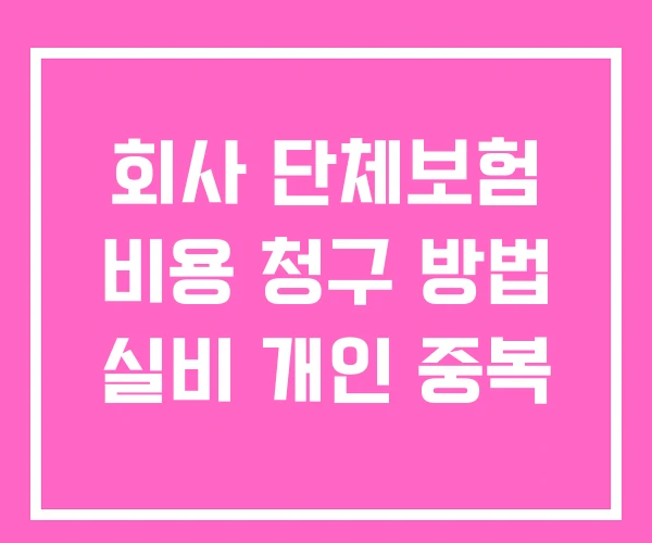 회사 단체보험 비용 청구 방법 실비 개인 중복 회사 단체보험 비용 청구 방법 실비 개인 중복