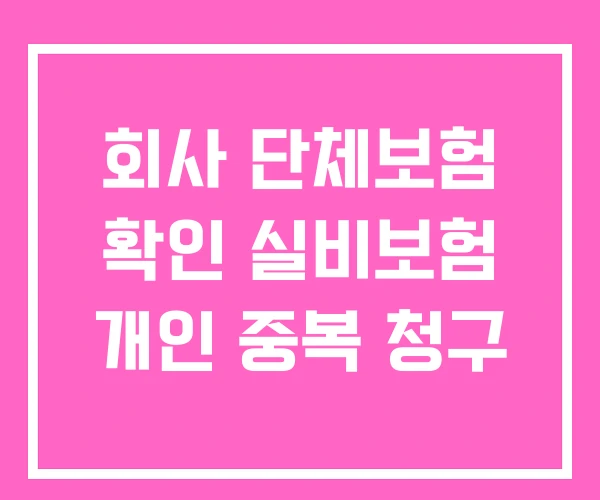 회사 단체보험 확인 실비보험 개인 중복 청구