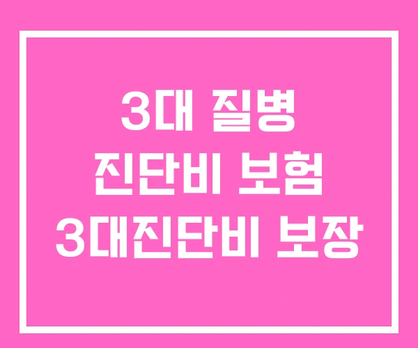 3대 질병 진단비 보험 3대진단비 보장