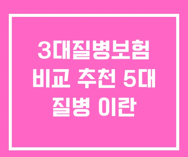 3대질병보험 비교 추천 5대 질병 이란 3대질병보험 비교 추천 5대 질병 이란