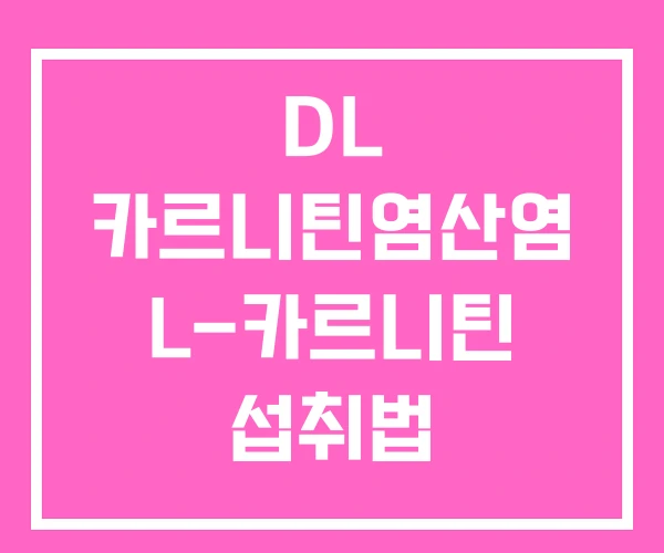 DL 카르니틴염산염 L-카르니틴 섭취법