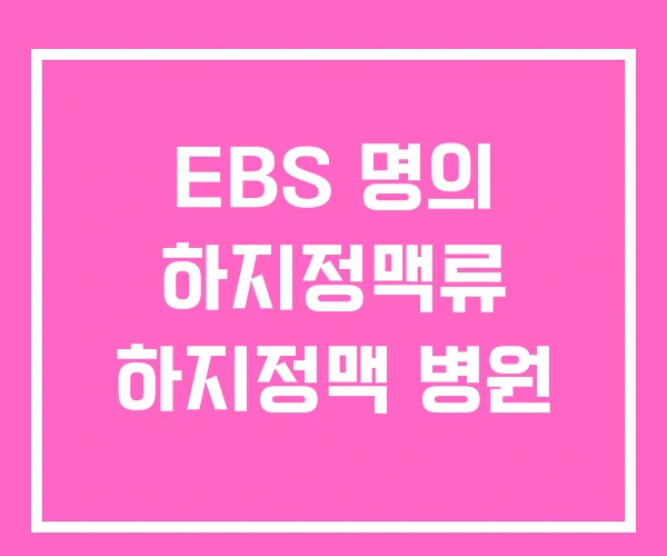 EBS 명의 하지정맥류 하지정맥 병원 EBS 명의 하지정맥류 하지정맥 병원