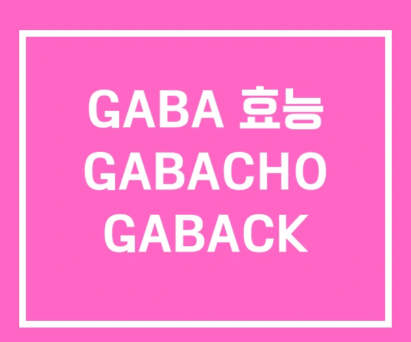 GABA 효능 GABACHO GABACK