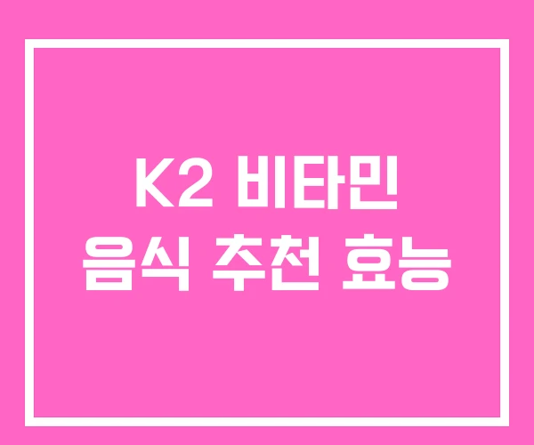 K2 비타민 음식 추천 효능