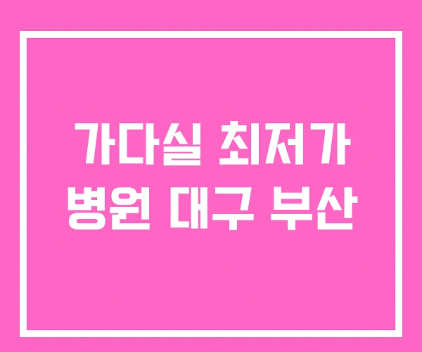 가다실 최저가 병원 대구 부산