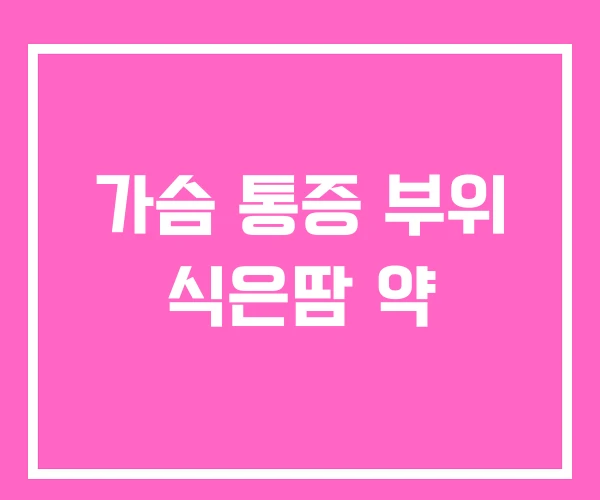 가슴 통증 부위 식은땀 약