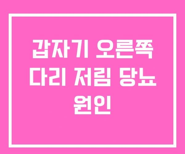 갑자기 오른쪽 다리 저림 당뇨 원인 갑자기 오른쪽 다리 저림 당뇨 원인