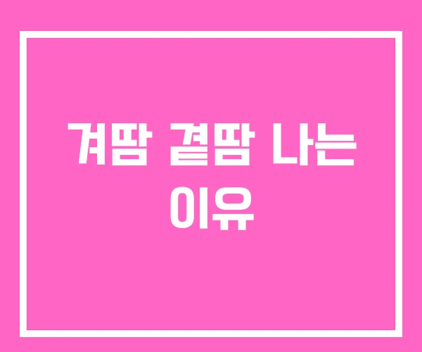 겨땀 곁땀 나는 이유 겨땀 곁땀 나는 이유