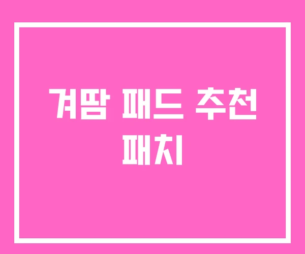 겨땀 패드 추천 패치 겨땀 패드 추천 패치