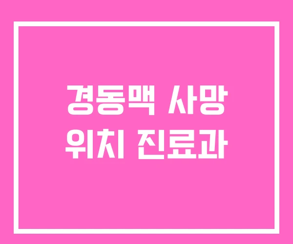 경동맥 사망 위치 진료과 경동맥 사망 위치 진료과