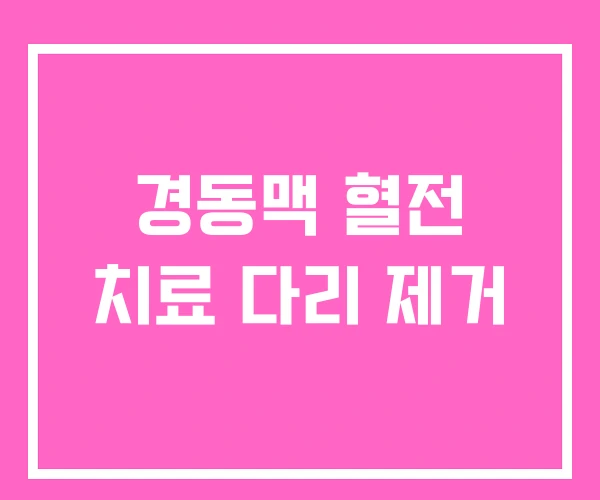 경동맥 혈전 치료 다리 제거