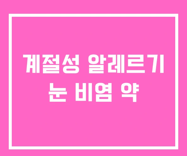 계절성 알레르기 눈 비염 약 계절성 알레르기 눈 비염 약