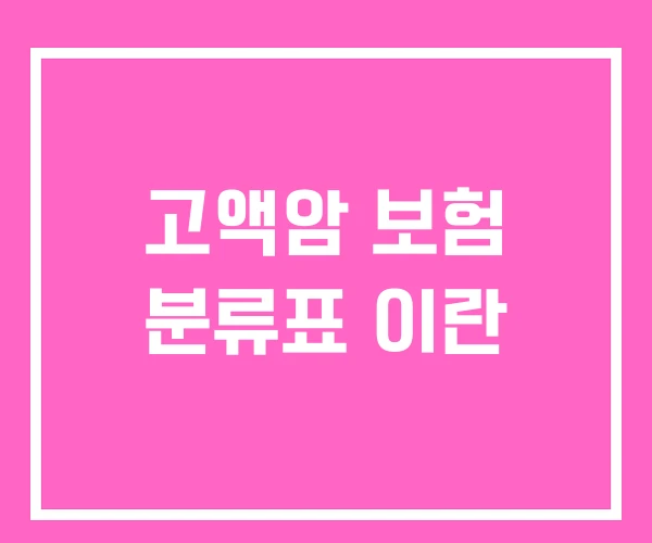 고액암 보험 분류표 이란