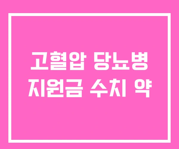 고혈압 당뇨병 지원금 수치 약