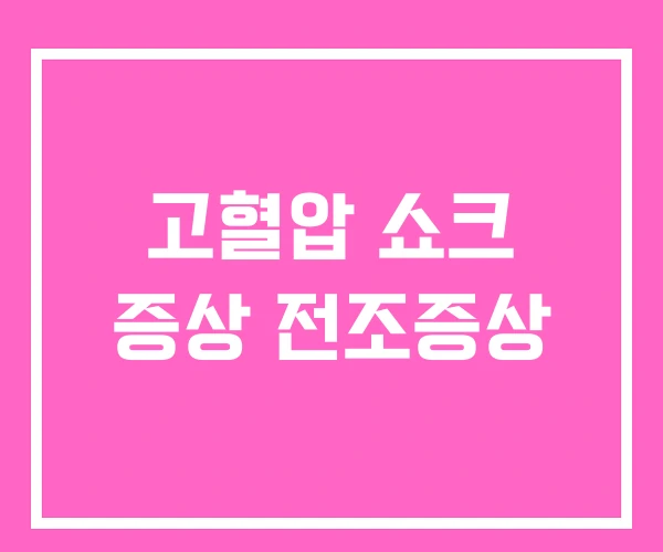 고혈압 쇼크 증상 전조증상 고혈압 쇼크 증상 전조증상