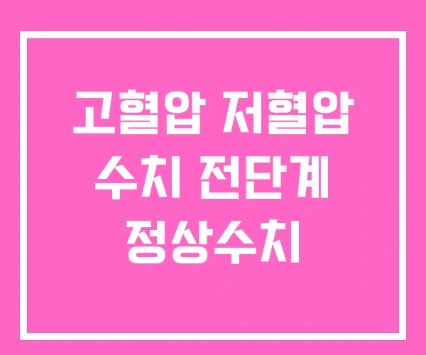 고혈압 저혈압 수치 전단계 정상수치 고혈압 저혈압 수치 전단계 정상수치