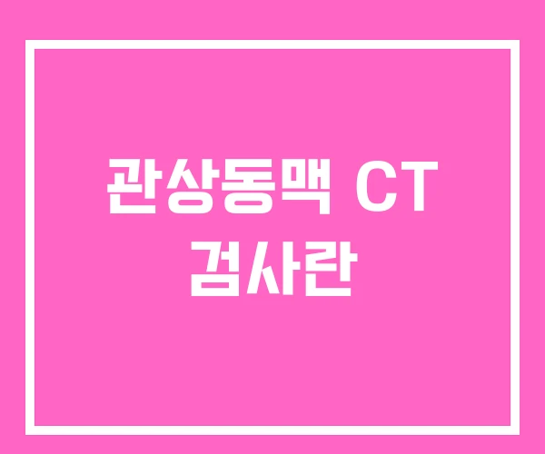 관상동맥 CT 검사란 관상동맥 CT 검사란
