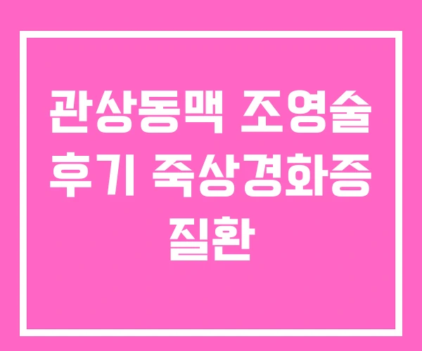 관상동맥 조영술 후기 죽상경화증 질환 관상동맥 조영술 후기 죽상경화증 질환