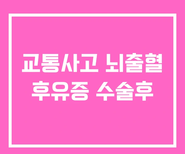 교통사고 뇌출혈 후유증 수술후 교통사고 뇌출혈 후유증 수술후