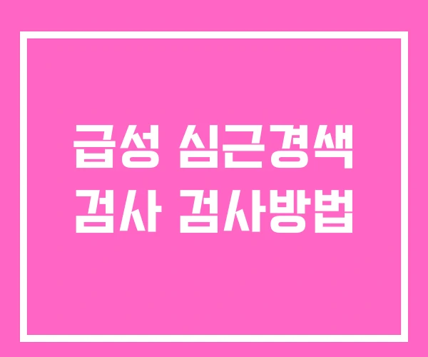 급성 심근경색 검사 검사방법 급성 심근경색 검사 검사방법
