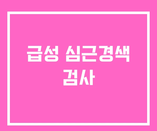 급성 심근경색 검사 급성 심근경색 검사