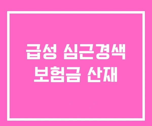 급성 심근경색 보험금 산재 급성 심근경색 보험금 산재