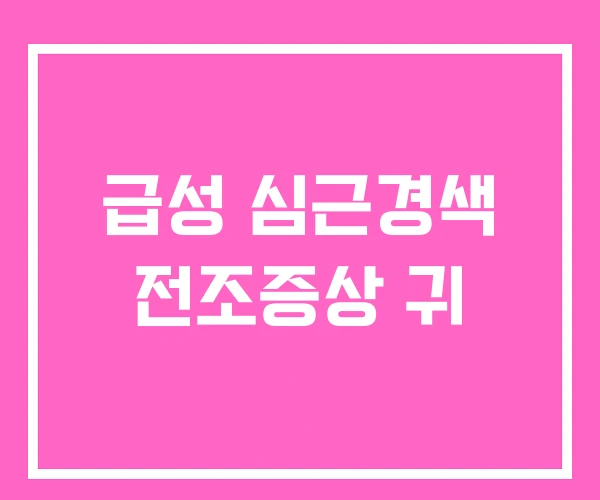 급성 심근경색 전조증상 귀