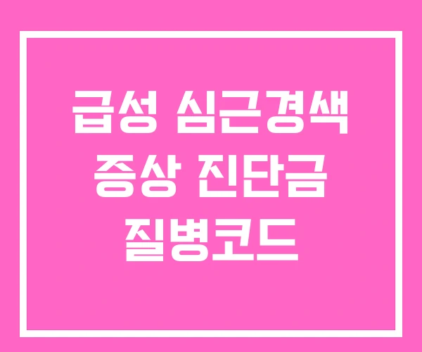 급성 심근경색 증상 진단금 질병코드 급성 심근경색 증상 진단금 질병코드