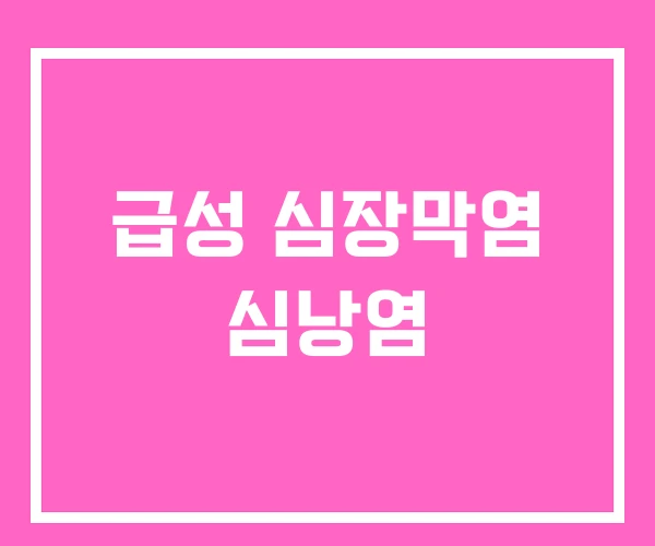 급성 심장막염 심낭염 급성 심장막염 심낭염