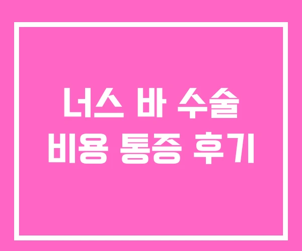 너스 바 수술 비용 통증 후기