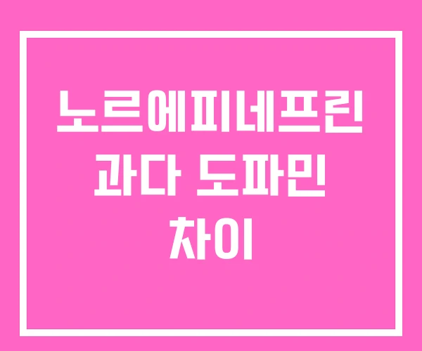 노르에피네프린 과다 도파민 차이 노르에피네프린 과다 도파민 차이