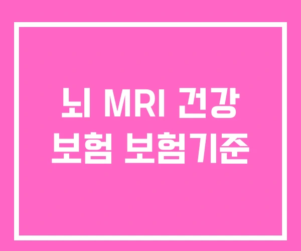 뇌 MRI 건강 보험 보험기준