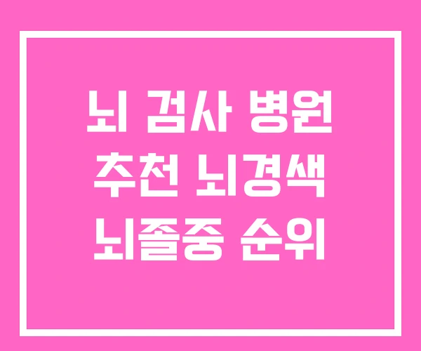 뇌 검사 병원 추천 뇌경색 뇌졸중 순위