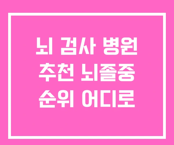뇌 검사 병원 추천 뇌졸중 순위 어디로