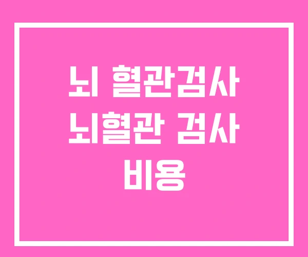 뇌 혈관검사 뇌혈관 검사 비용 뇌 혈관검사 뇌혈관 검사 비용