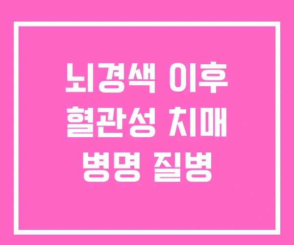 뇌경색 이후 혈관성 치매 병명 질병 뇌경색 이후 혈관성 치매 병명 질병