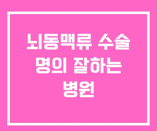 뇌동맥류 수술 명의 잘하는 병원 뇌동맥류 수술 명의 잘하는 병원